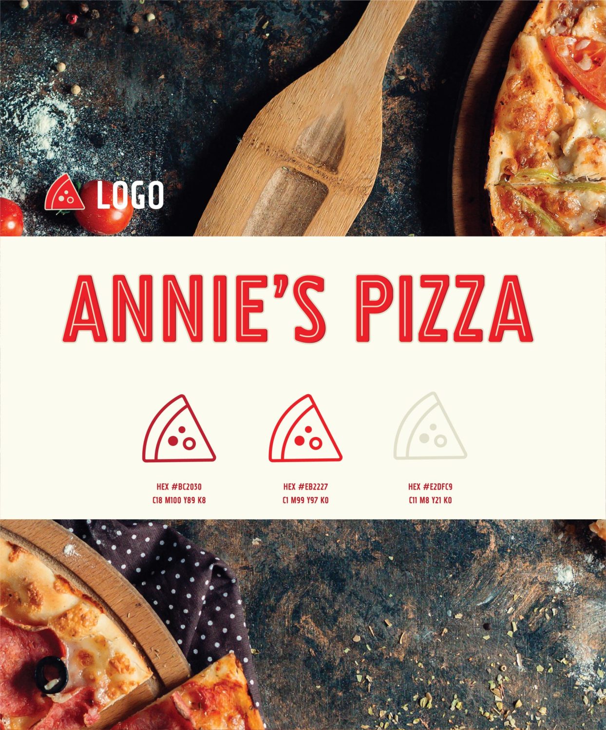 ตัวอย่าง ออกแบบแบรนด์แบบมีกลยุทธ์ CORPORATE IDENTITY & BRANDING CONCEPT DESIGN ANNIE’S PIZZA — ภาพผลงาน 7
