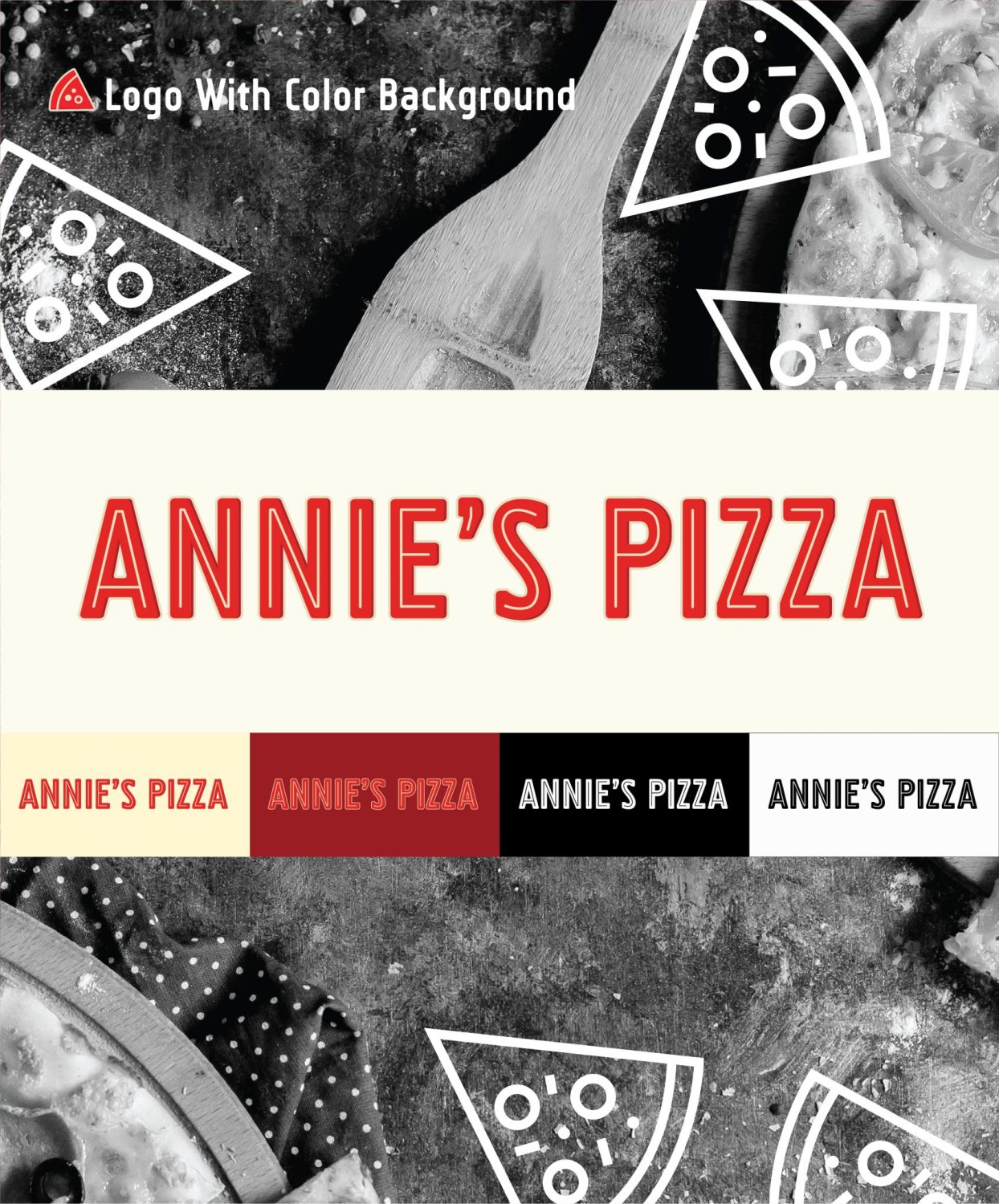 ตัวอย่าง ออกแบบแบรนด์แบบมีกลยุทธ์ CORPORATE IDENTITY & BRANDING CONCEPT DESIGN ANNIE’S PIZZA — ภาพผลงาน 8