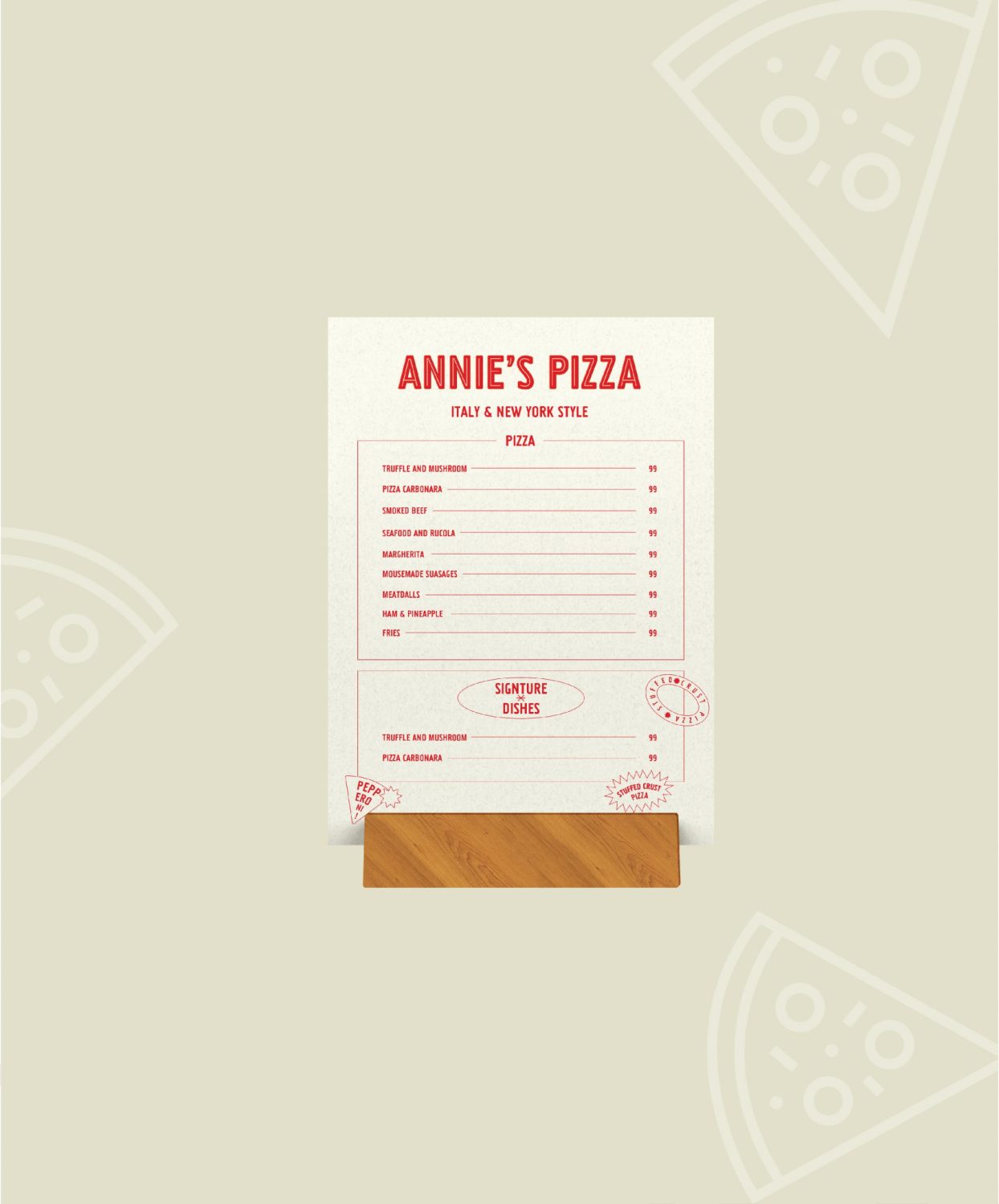 ตัวอย่าง ออกแบบแบรนด์แบบมีกลยุทธ์ CORPORATE IDENTITY & BRANDING CONCEPT DESIGN ANNIE’S PIZZA — ภาพผลงาน 20