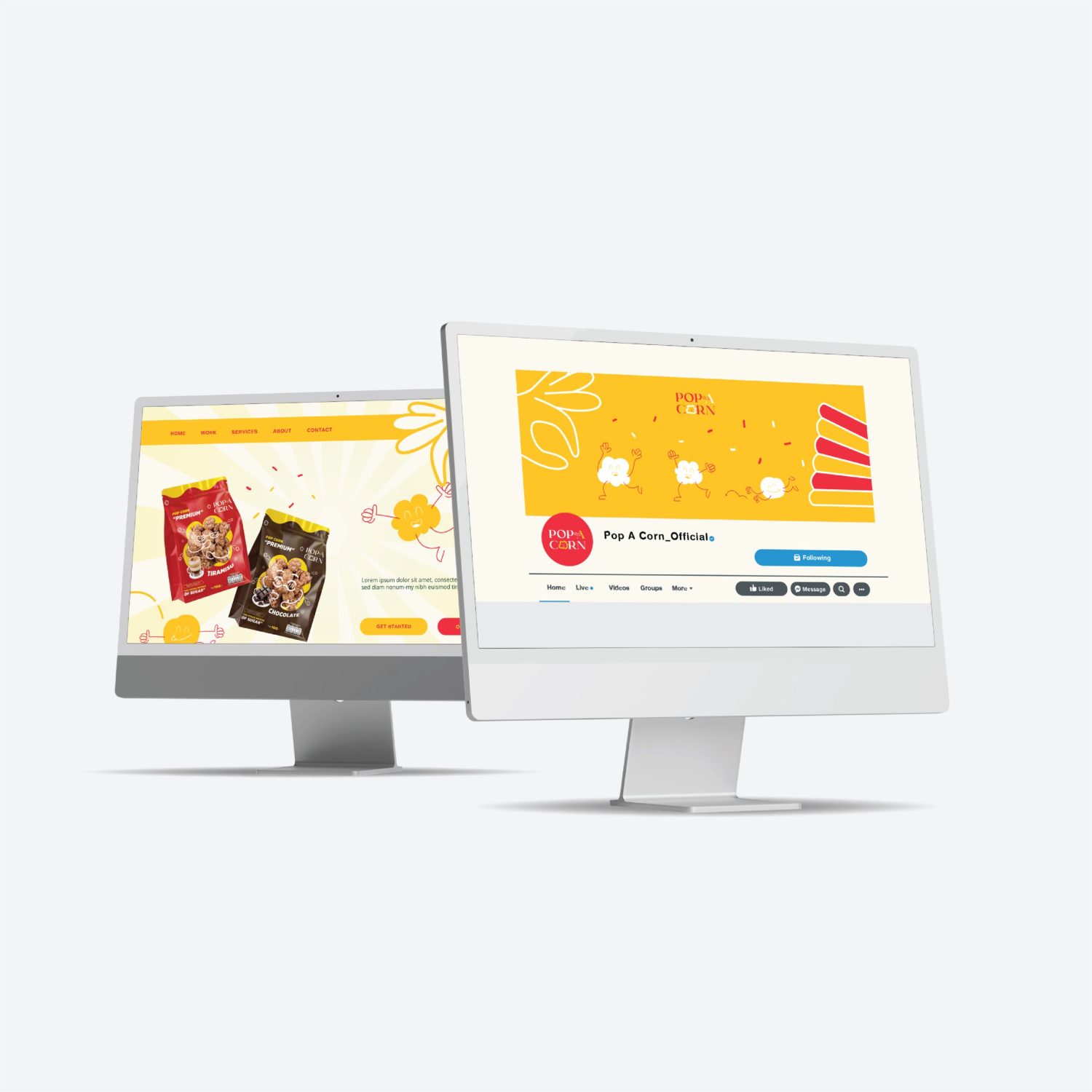 รับวางแผนการตลาด และออกแบบ MEDIA & SOCILA DESIGN POP A CORN